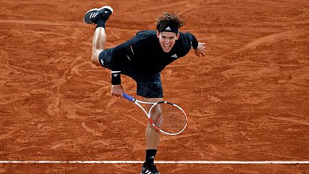 El tenista austriaco Dominic Thiem durante su partido ante Marin Cilic en Roland Garros 2020.
