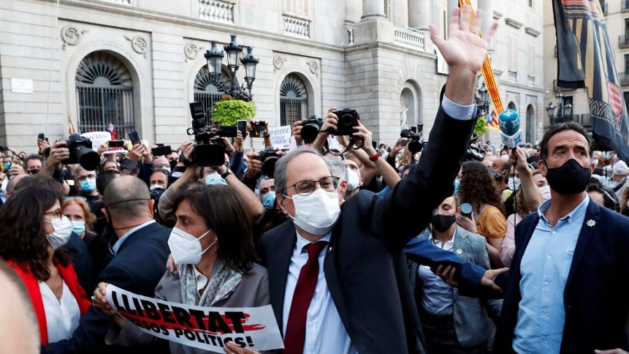 Quim Torra a su salida del Palau de la Generalitat