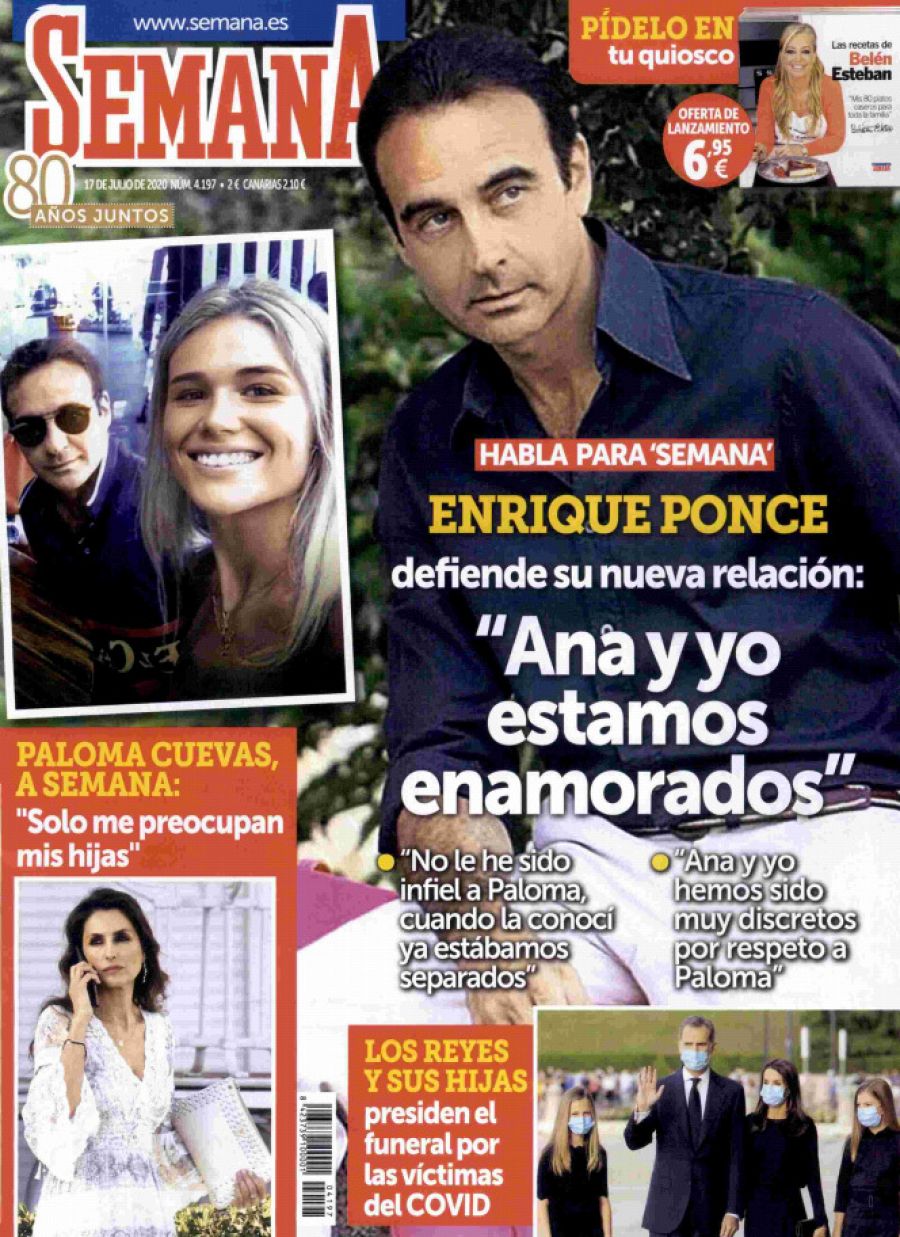 Enrique Ponce y Ana Soria, portada de la revista semana el 17 de julio de 2020