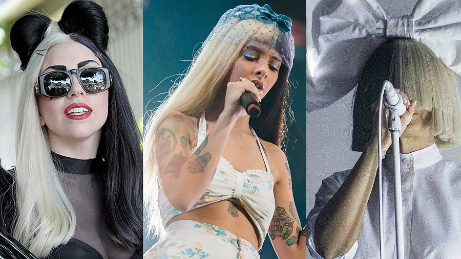 Lady Faga, Melanie Martinez y Sia con melena bicolor
