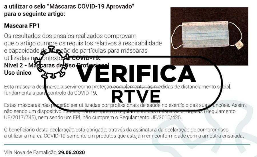 las mascarillas portuguesas que aparecen en el vídeo no son higiénicas.