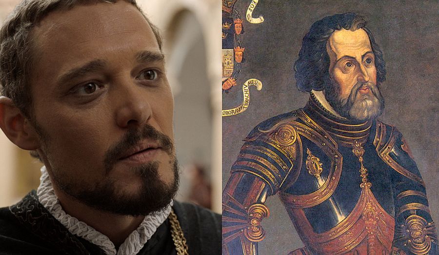 Representación de Hernando Pizarro, interpretado por Federico Aguado