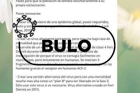 Captura de un bulo compartido por mensajería instantánea en el que se acusa a EE.UU. de fabricar el coronavirus.