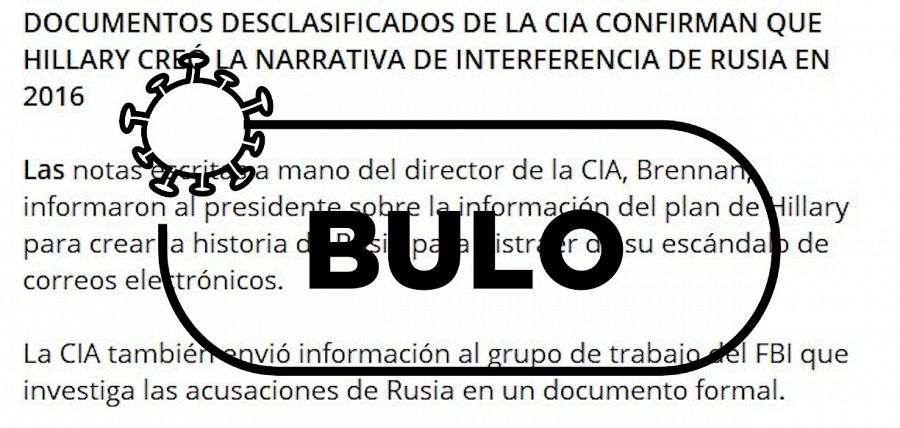 Este contenido implica a H. Clinton en el Russiagate. Es una información descartada por los investigadores por falta de pruebas.