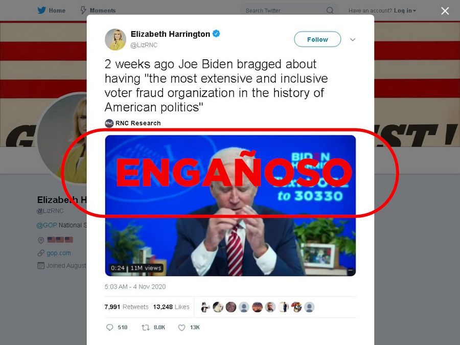 Captura del vídeo de Biden durante sus aclaraciones a la cadena Fox.