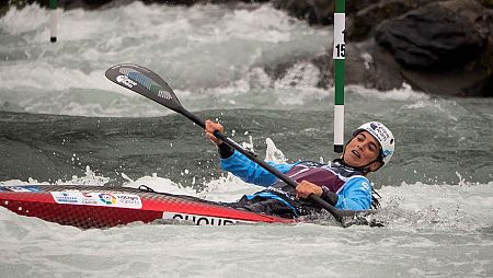 Maialen Chourrau duratne la competición de K-1 en la Copa del Mundo de eslalom.