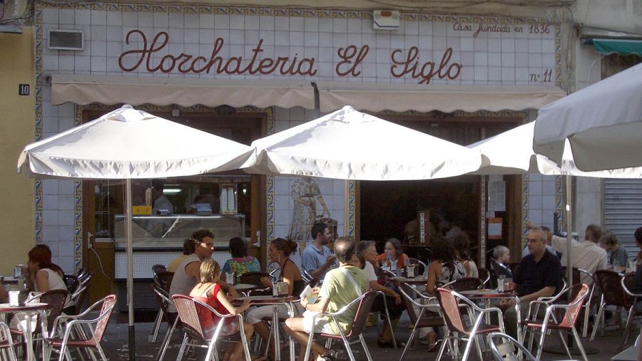 Terraza de la horchatería El Siglo en la ciudad de Valencia