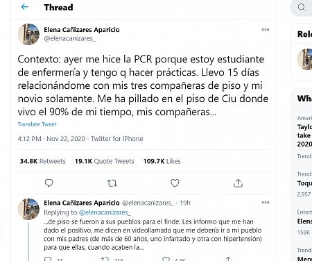 Hilo viral sobre el COVID-19 en un piso compartido