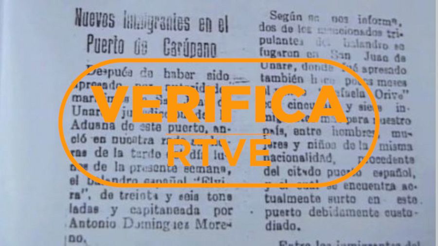 Detalle de la noticia original publicada en Venezuela en 1949.
