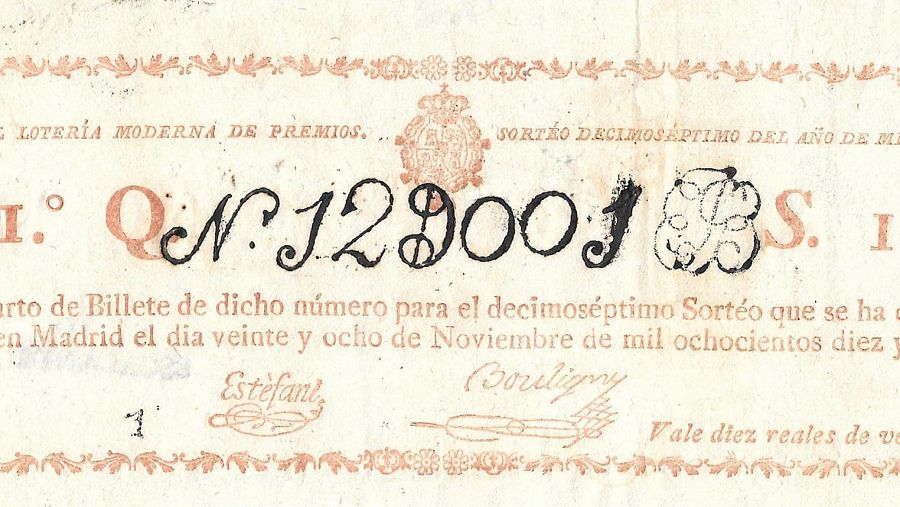 Un cuarto de Lotería de Navidad del año 1816