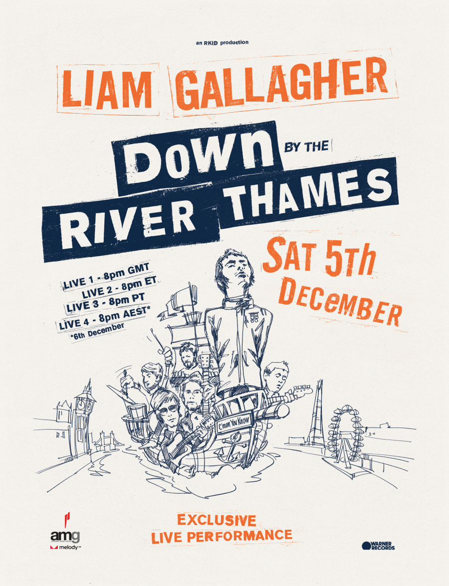 Cartel del show 'Down By The River Thames' de Liam Gallagher