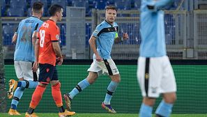 Immobile celebra su gol para la Lazio contra el Brujas.