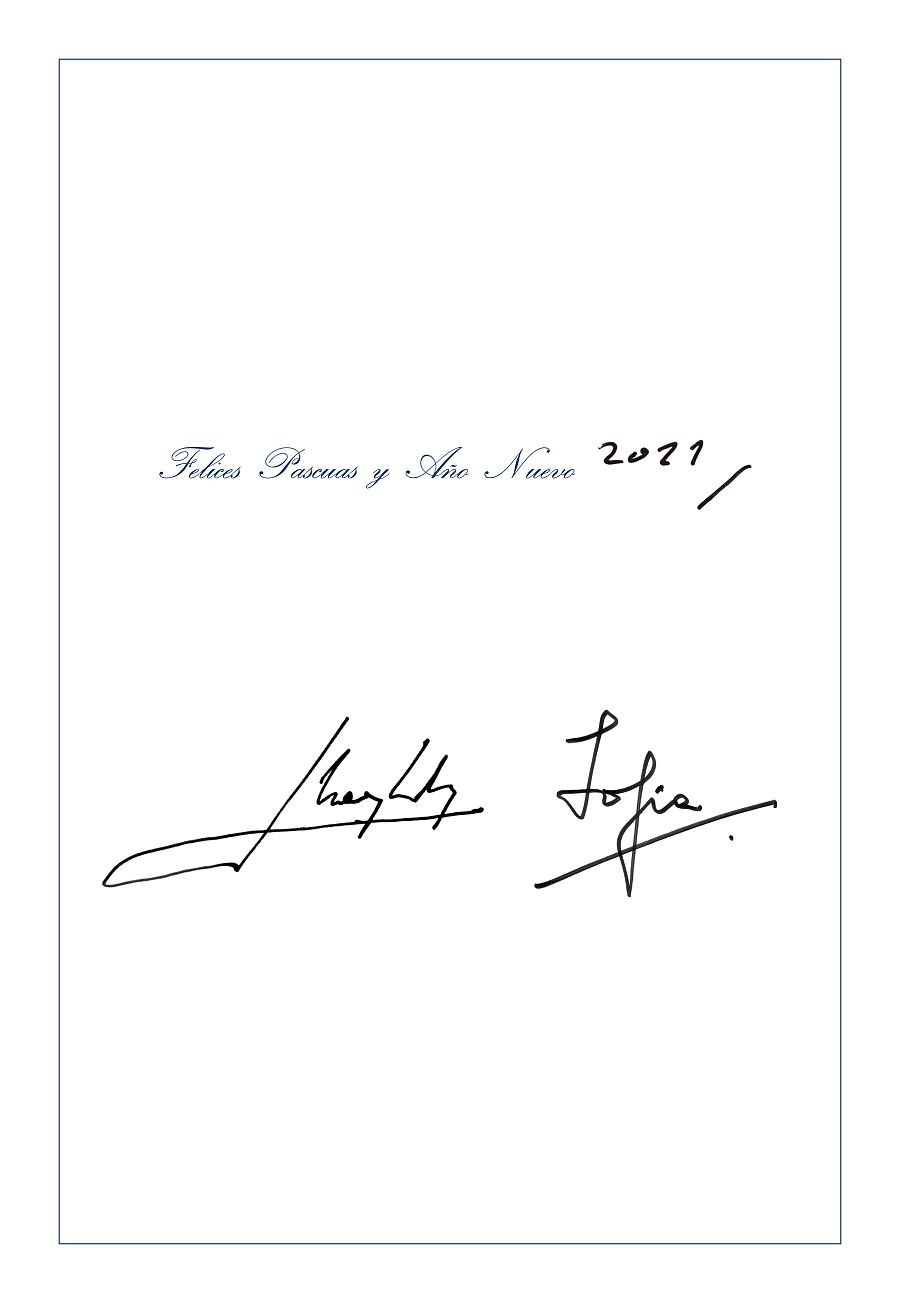 Los reyes eméritos han firmado su tarjeta de Navidad con un escueto 