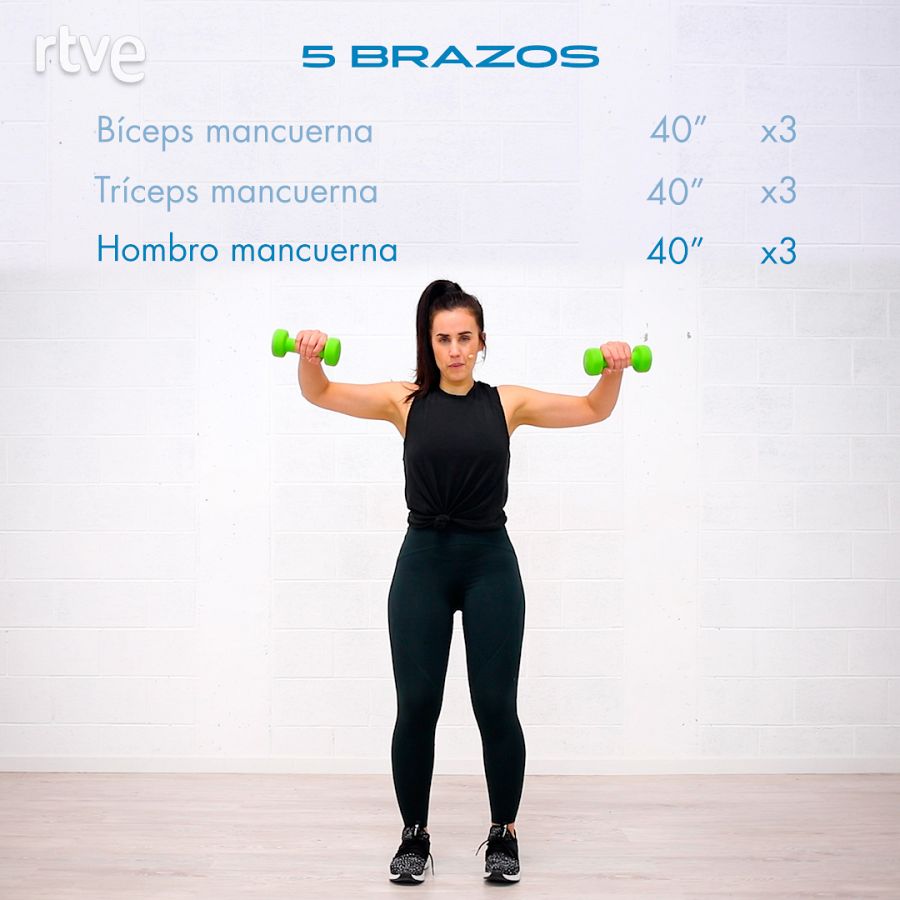 Reto 3. Segunda semana. Ejercicio de brazos: hombro mancuerna