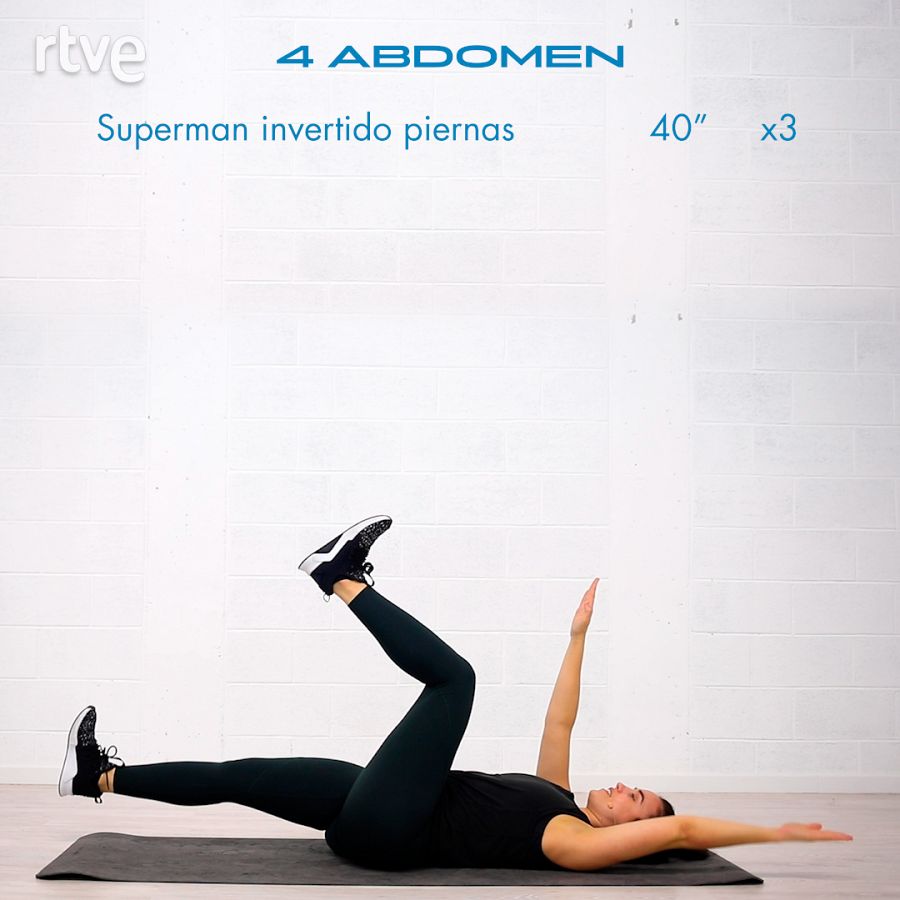 Reto 3. Segunda semana. Ejercicio de abdomen: superman invertido piernas