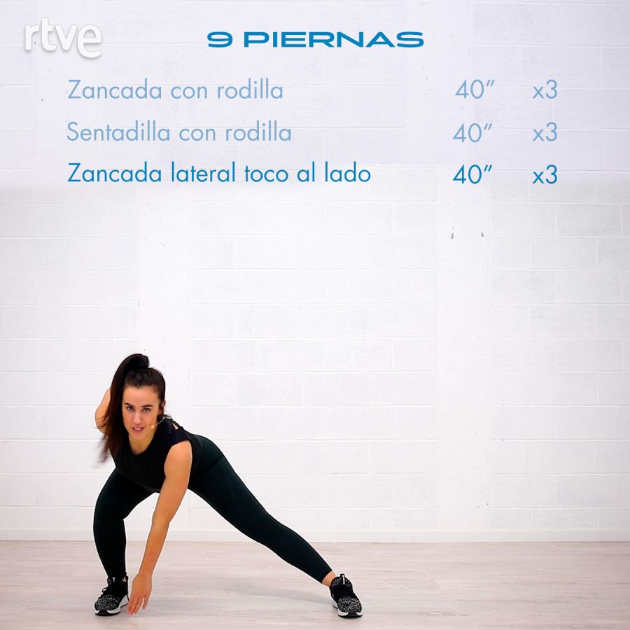 Reto 3. Tercera semana. Ejercicio de piernas: zancada lateral toco al lado