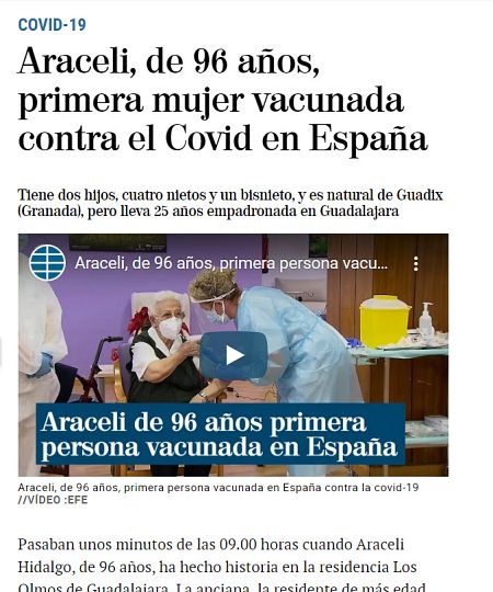 Artículo original sobre la vacunación de Araceli Hidalgo.