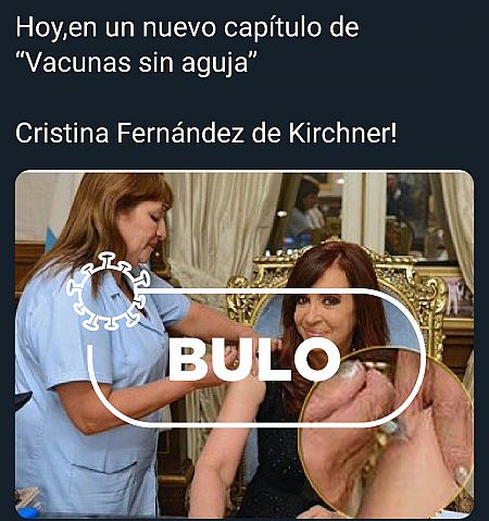 Bulo que acusa a Cristina F. de Kirchner de fingir vacunarse 