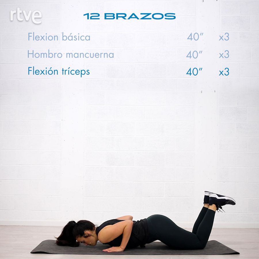 Tercera serie de brazos: flexión tríceps