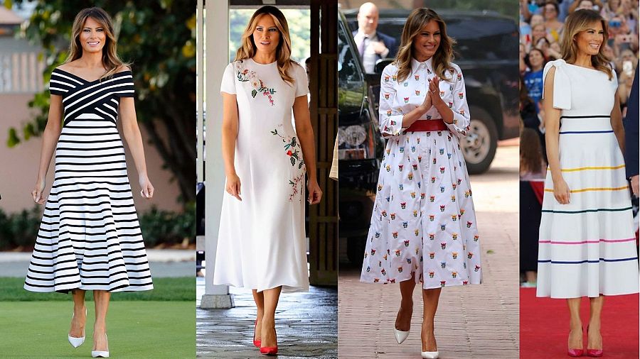 Melania Trump vistiendo diseños de Carolina Herrera