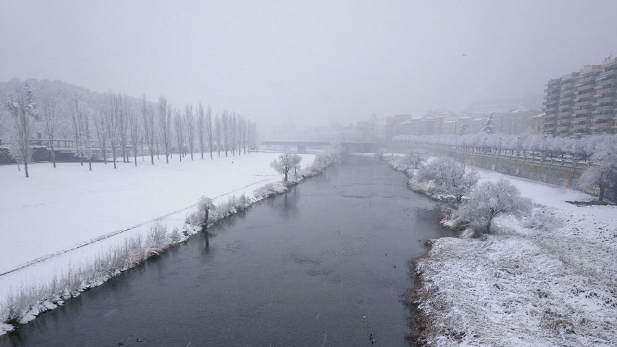 Imatge de la ciutat de Lleida nevada