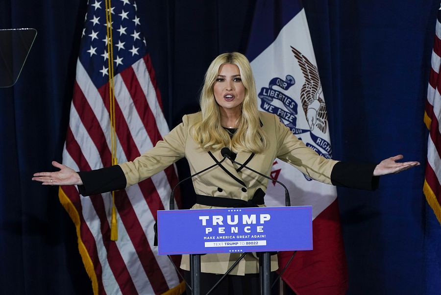 Ivanka Trump durante un acto de campaña en Iowa, noviembre de 2020