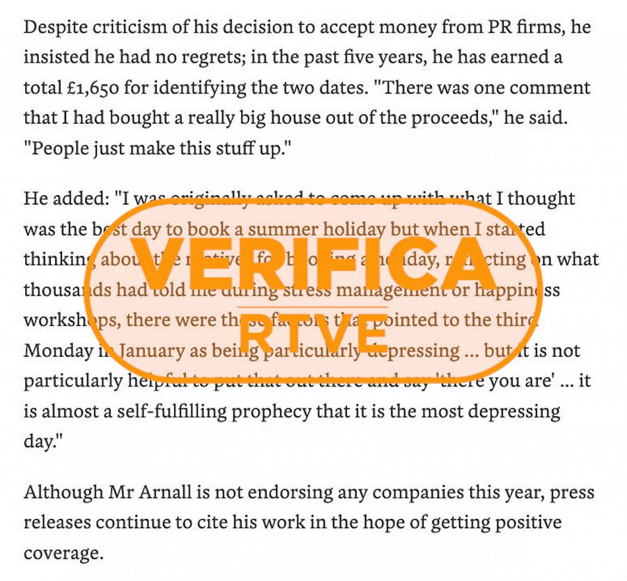 Captura del artículo del Telegraph donde Arnall reconoce haber creado la campaña y anima a refutarla, con sello de VerificaRTVE.