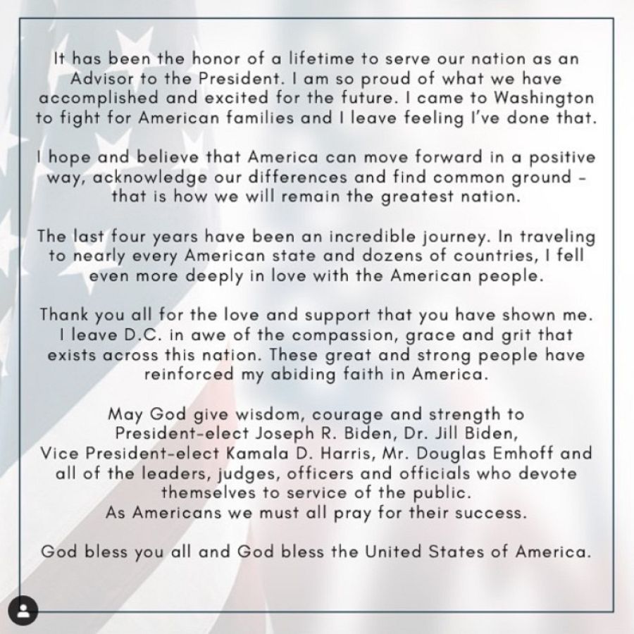 El discurso de despedida de Ivanka Trump en sus redes sociales