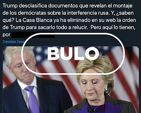 Captura de Twitter con la palabra bulo de VerificaRTVE