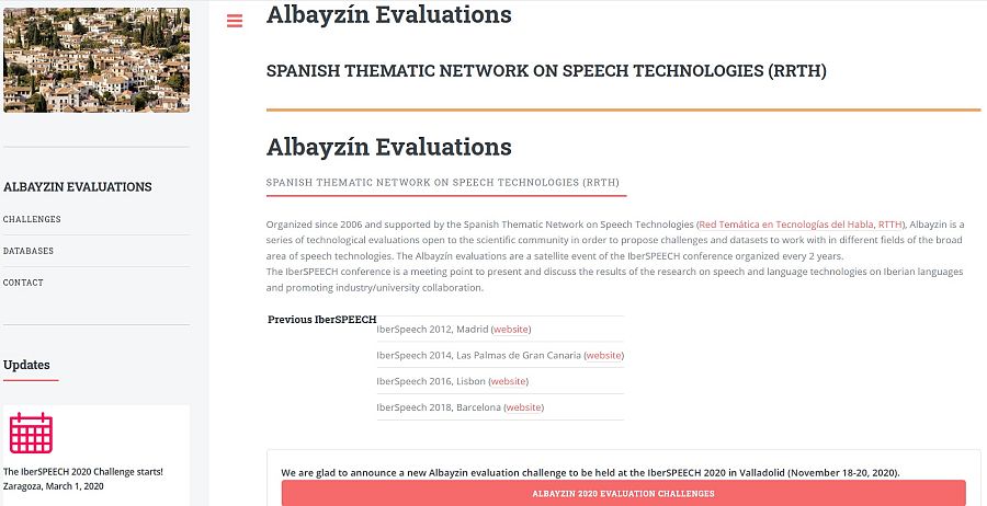 Iberspeech Challenge, previsto en marzo de 2021.