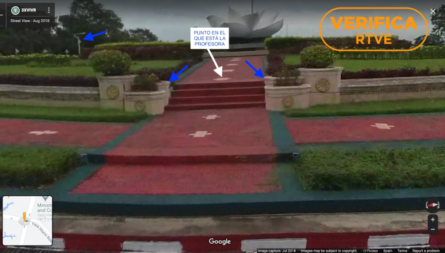Imagen de Google Maps que muestra las coincidencias, los escalones y la zona en la que baila la profesora