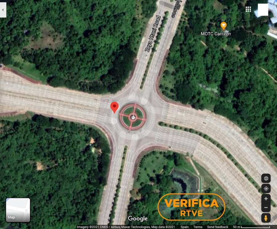 Imagen aérea de Google Maps de la Rotonda del Loto Real