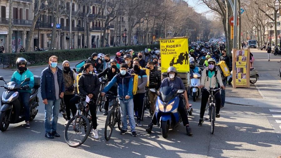 Manifestación en Barcelona contra el borrador de la ley de 'riders'