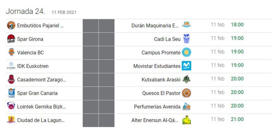 Horarios de la jornada 24 de la Liga Endesa Femenina.