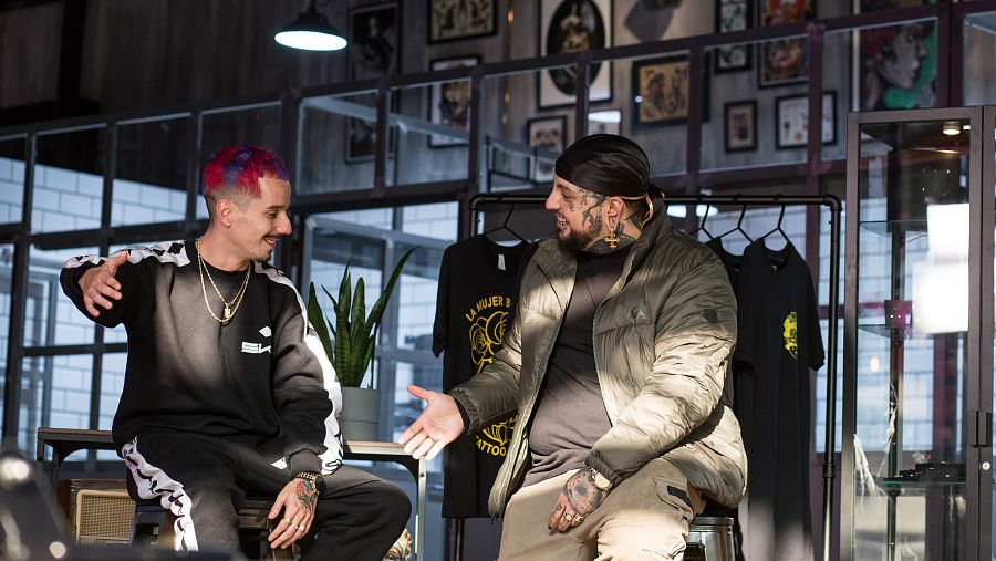 Skone y Lobo Estepario en el rodaje de 'Réplica Internacional 2