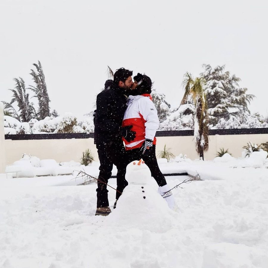 Paula Echevarría y Miguel Torres disfrutando de Filomena