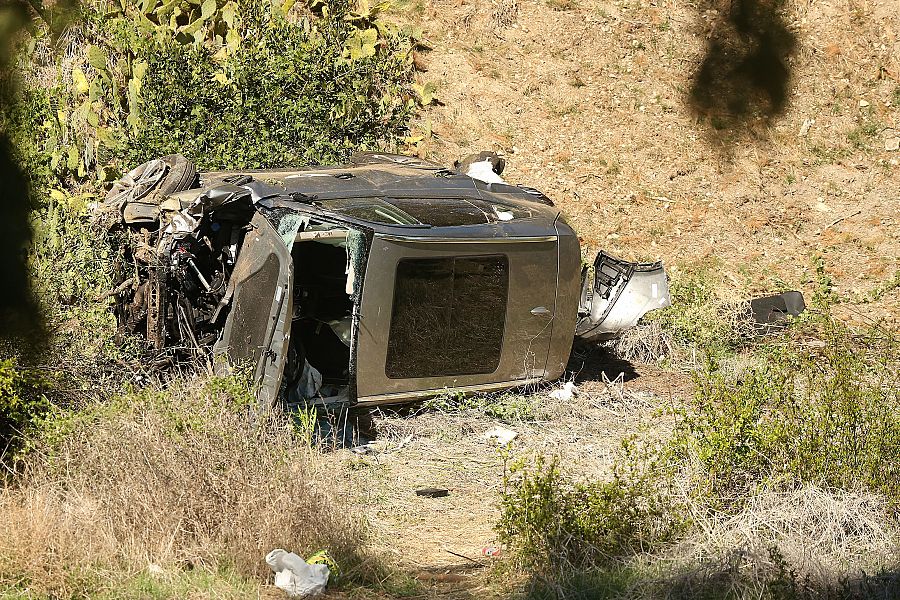 Así quedó el coche de Tiger Woods