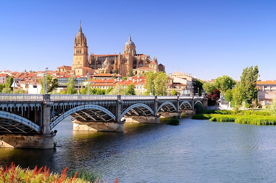 El río Tormes y la catedral de Salamanca de fondo