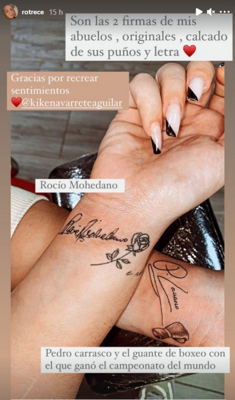 Rocío Flores se tatua en homenaje a sus abuelos