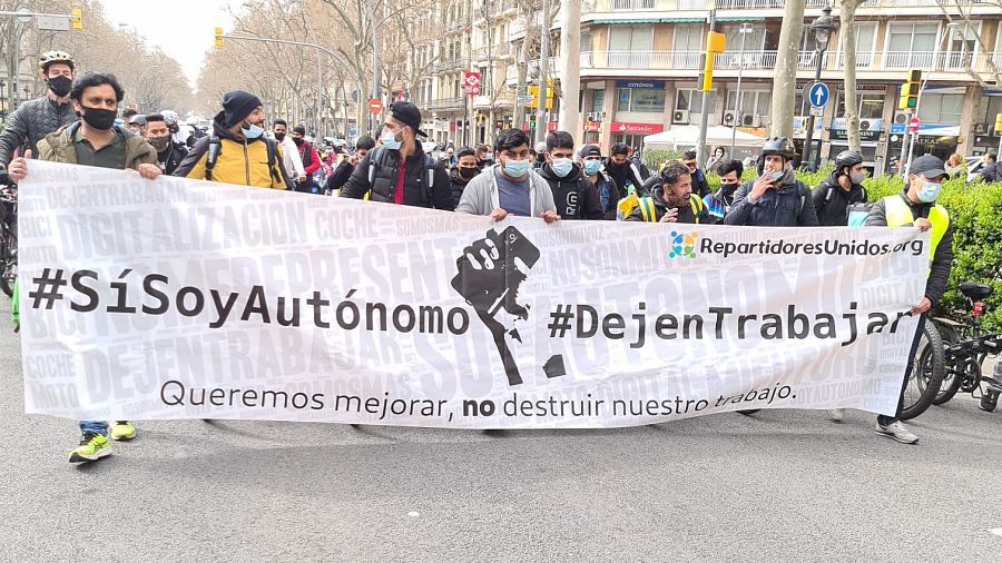 Manifestación de 'riders' en Barcelona