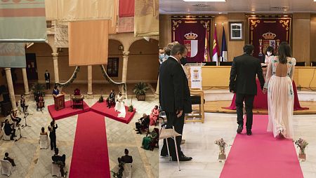 Detalle de la boda de María Barajas (izda) y María Martín-Consuegra(dcha). Ceremonias realizadas en pandemia.