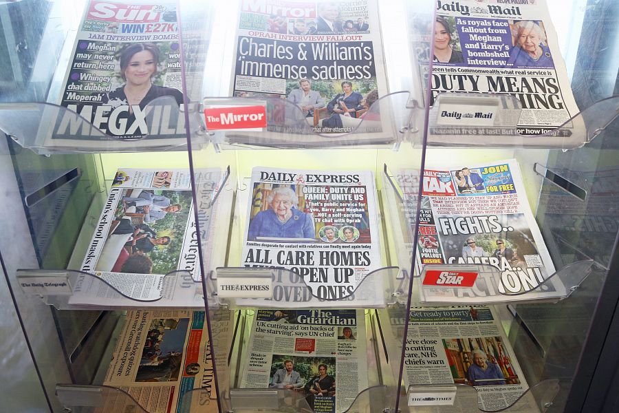 Las portadas de los periódicos británicos tras la entrevista