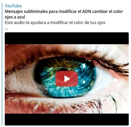 Captura de pantalla a un vídeo con un supuesto audio subliminal