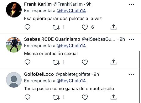 Comentarios ofensivos que recibió el tuit de Misa