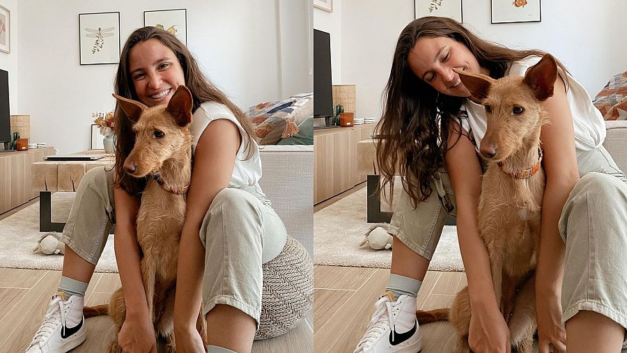 Marta Pombo con su nueva mascota, Gaia