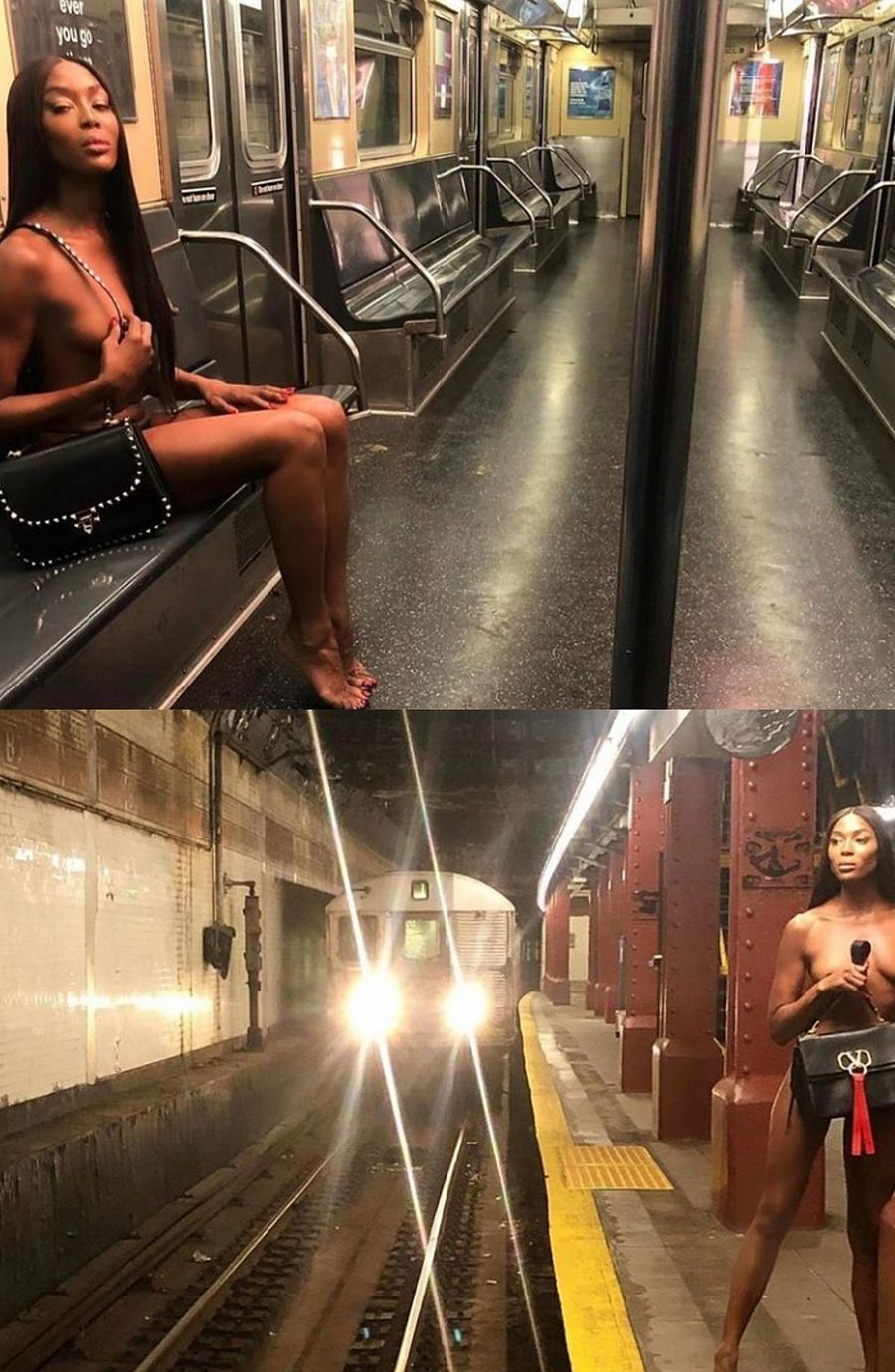 Naomi Campbell en el metro de Nueva York para Valentino, verano 2020