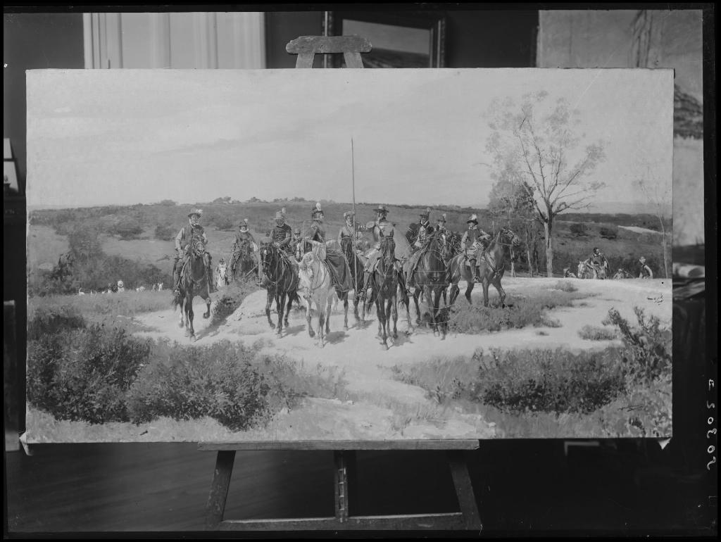 REPRODUCCION DE UN CUADRO DE HOMBRES A CABALLO (DON QUIJOTE)