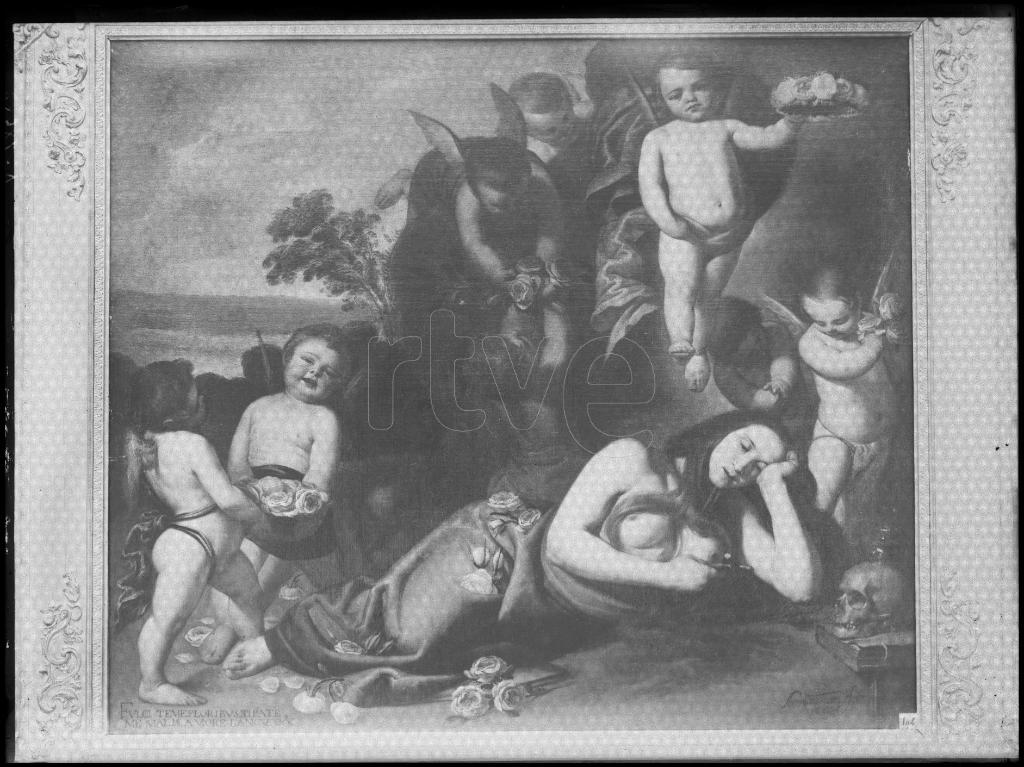 REPRODUCCION DE UN CUADRO DE UNA DONCELLA RODEADA DE ANGELES