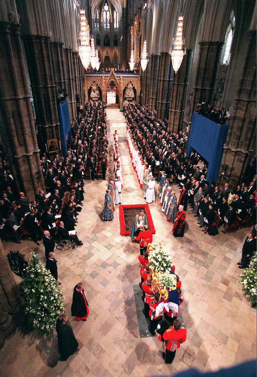 Imagen de la abadía de Westminster el día del funeral de Lady Di