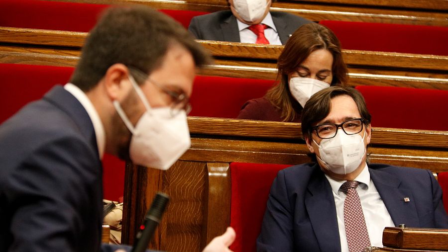 El vicepresident Pere Aragonès replica el líder de l'oposició Salvador Illa